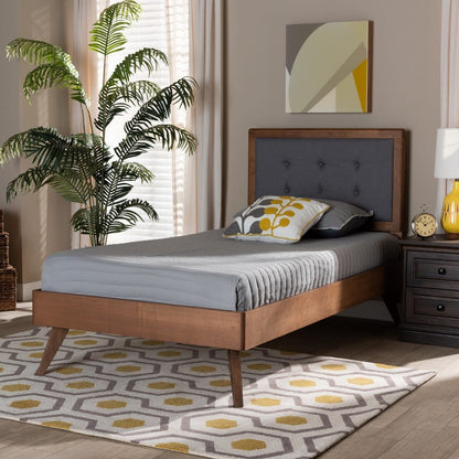 Baxton Studio - Alida Twin Size Bed in Dark Grey/Walnut Brown - Alida-Dark Grey/Ash Walnut-Twin view 6