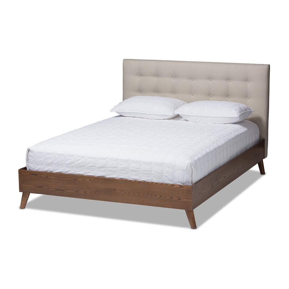 Baxton Studio - Alinia King Size Bed in Light Beige - BBT6729-Light Beige-King view 1
