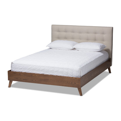 Baxton Studio - Alinia King Size Bed in Light Beige - BBT6729-Light Beige-King view 1