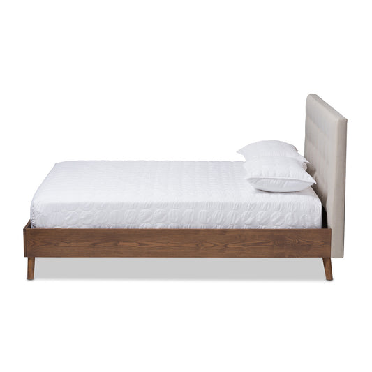 Baxton Studio - Alinia King Size Bed in Light Beige - BBT6729-Light Beige-King view 2