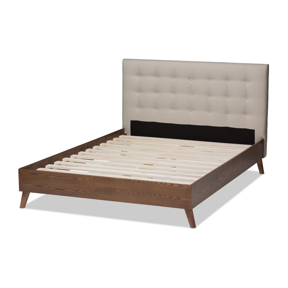Baxton Studio - Alinia King Size Bed in Light Beige - BBT6729-Light Beige-King view 3