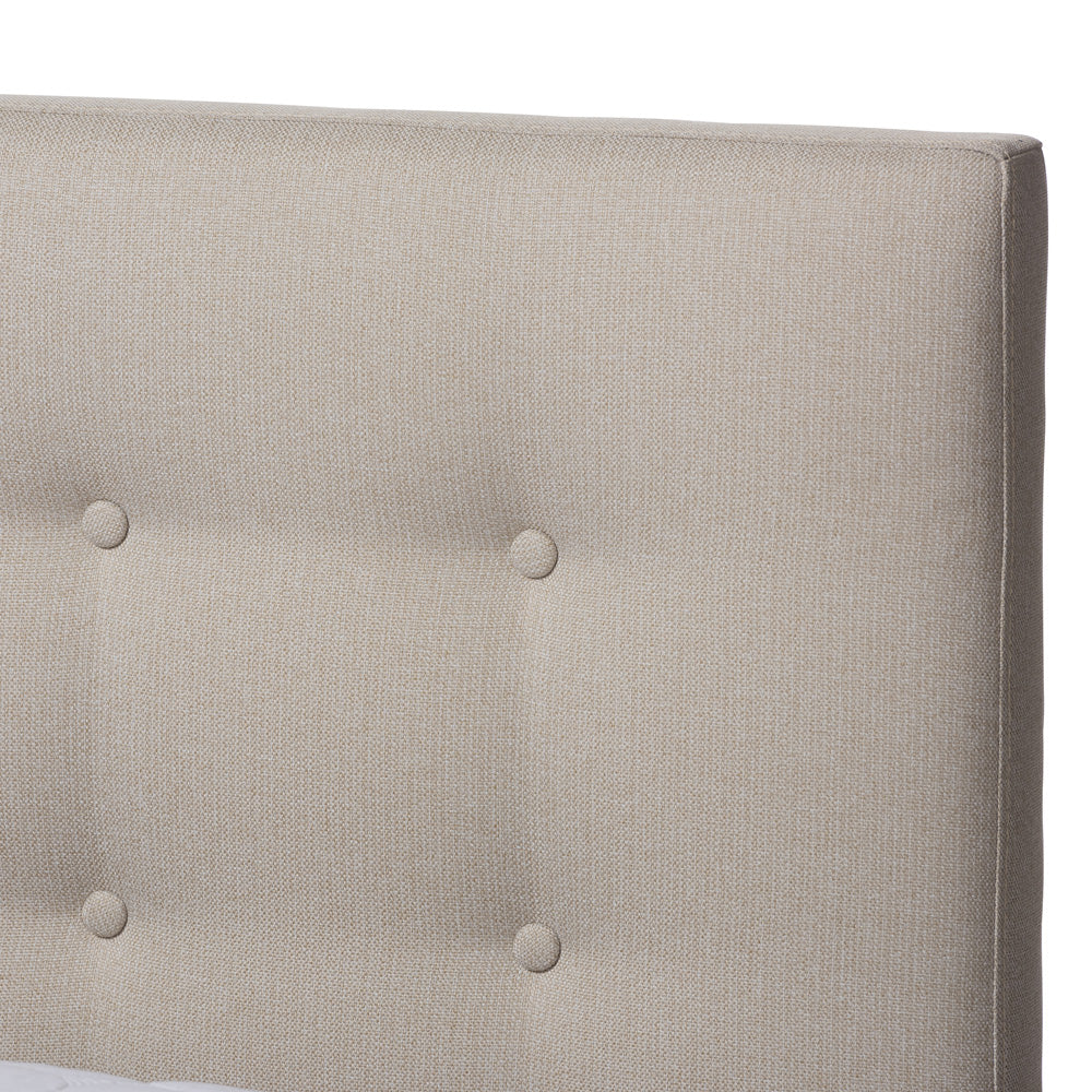 Baxton Studio - Alinia King Size Bed in Light Beige - BBT6729-Light Beige-King view 4