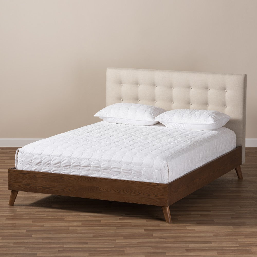 Baxton Studio - Alinia King Size Bed in Light Beige - BBT6729-Light Beige-King view 7