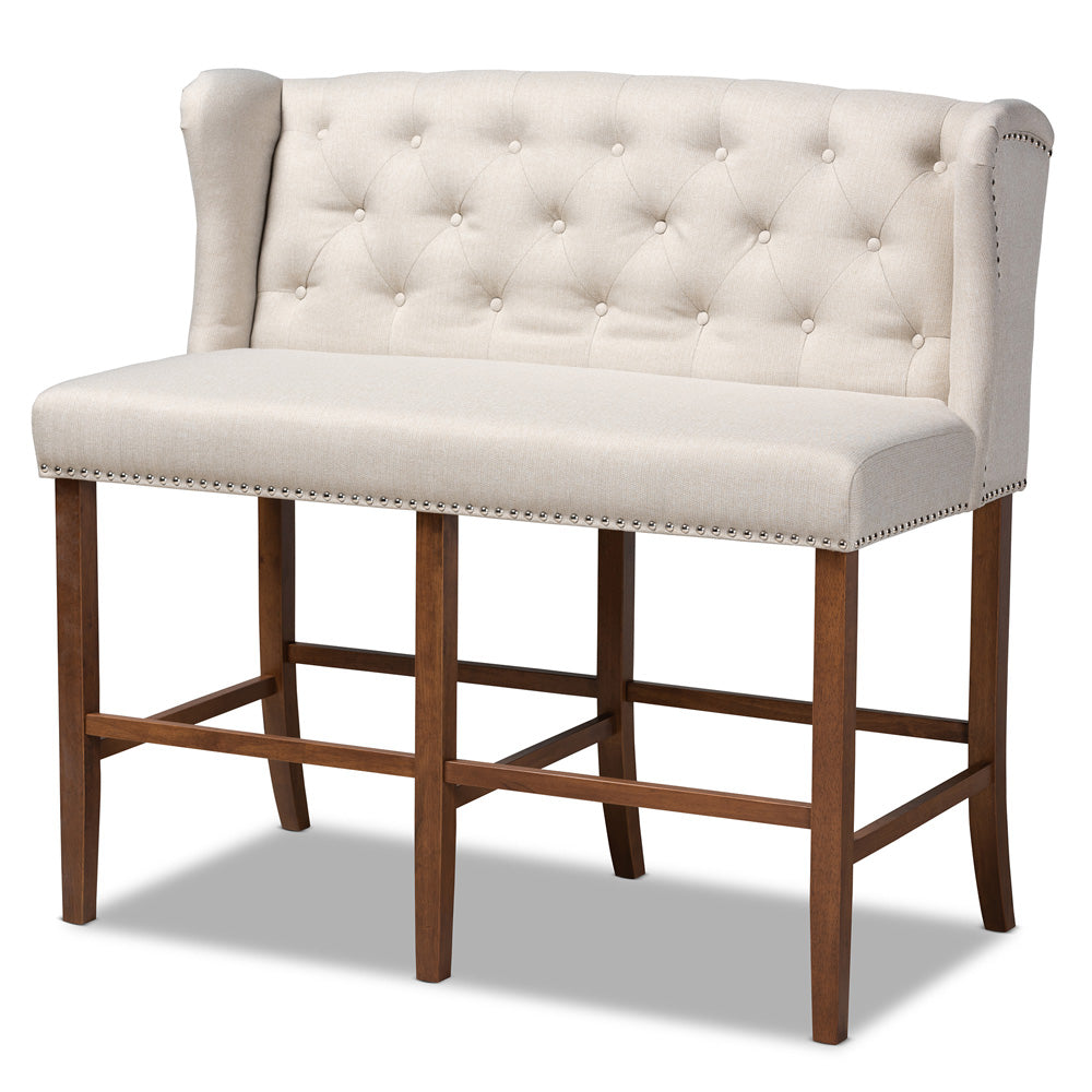 Baxton Studio - Alira Bench in Beige/Brown - BBT5349-Beige/Walnut-Bench view 1