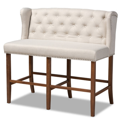 Baxton Studio - Alira Bench in Beige/Brown - BBT5349-Beige/Walnut-Bench view 1