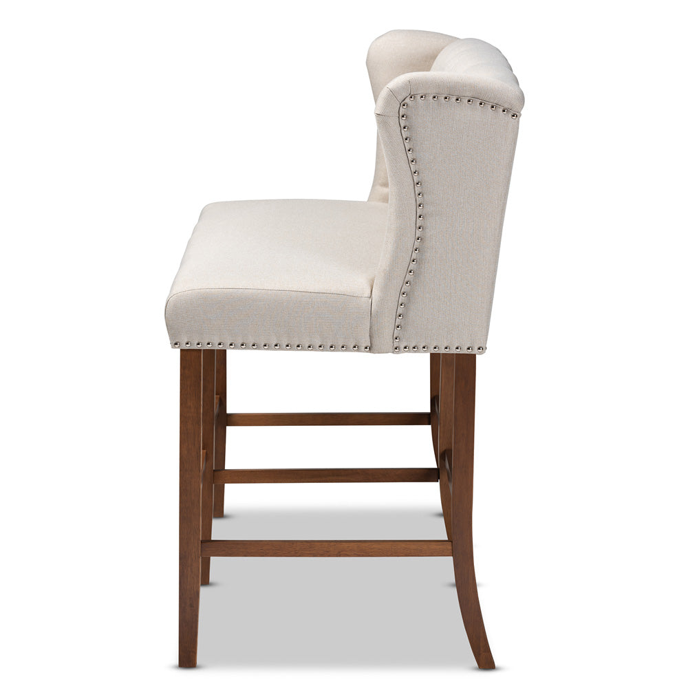 Baxton Studio - Alira Bench in Beige/Brown - BBT5349-Beige/Walnut-Bench view 3