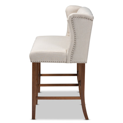 Baxton Studio - Alira Bench in Beige/Brown - BBT5349-Beige/Walnut-Bench view 3