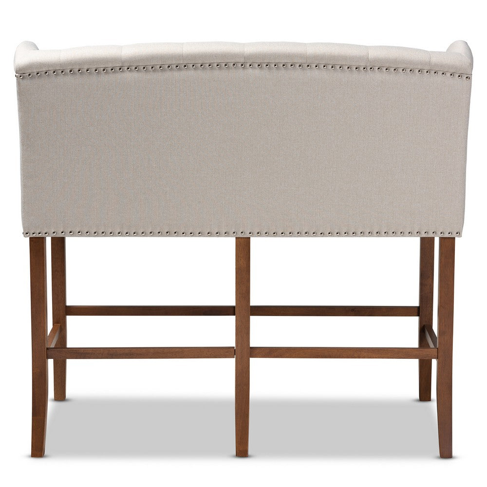 Baxton Studio - Alira Bench in Beige/Brown - BBT5349-Beige/Walnut-Bench view 4