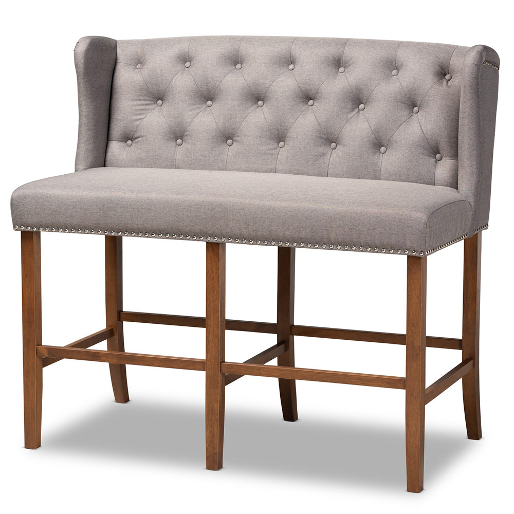 Baxton Studio - Alira Bench in Grey/Brown - BBT5349-Grey/Walnut-Bench view 1