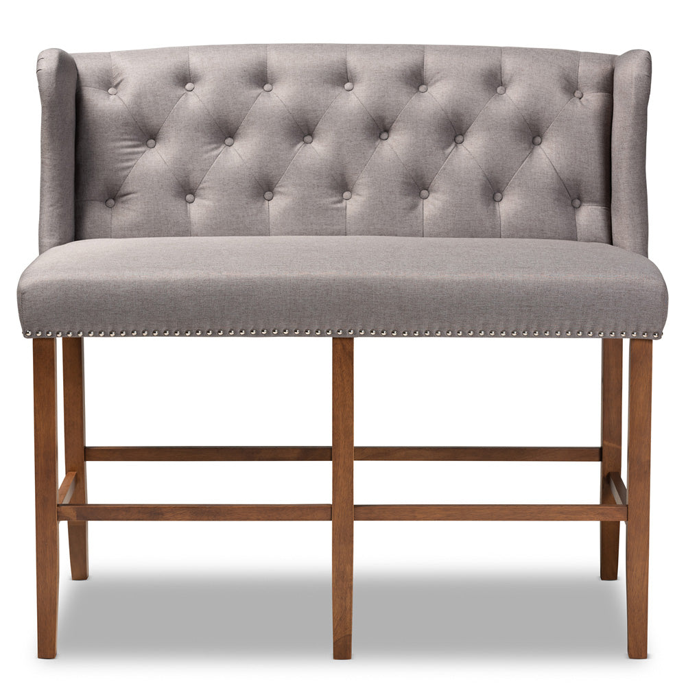 Baxton Studio - Alira Bench in Grey/Brown - BBT5349-Grey/Walnut-Bench view 2