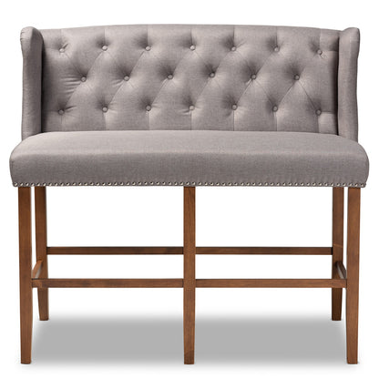 Baxton Studio - Alira Bench in Grey/Brown - BBT5349-Grey/Walnut-Bench view 2
