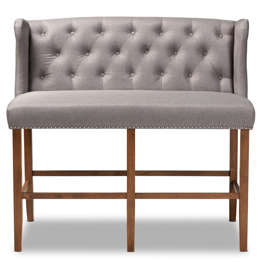 Baxton Studio - Alira Bench in Grey/Brown - BBT5349-Grey/Walnut-Bench view 2