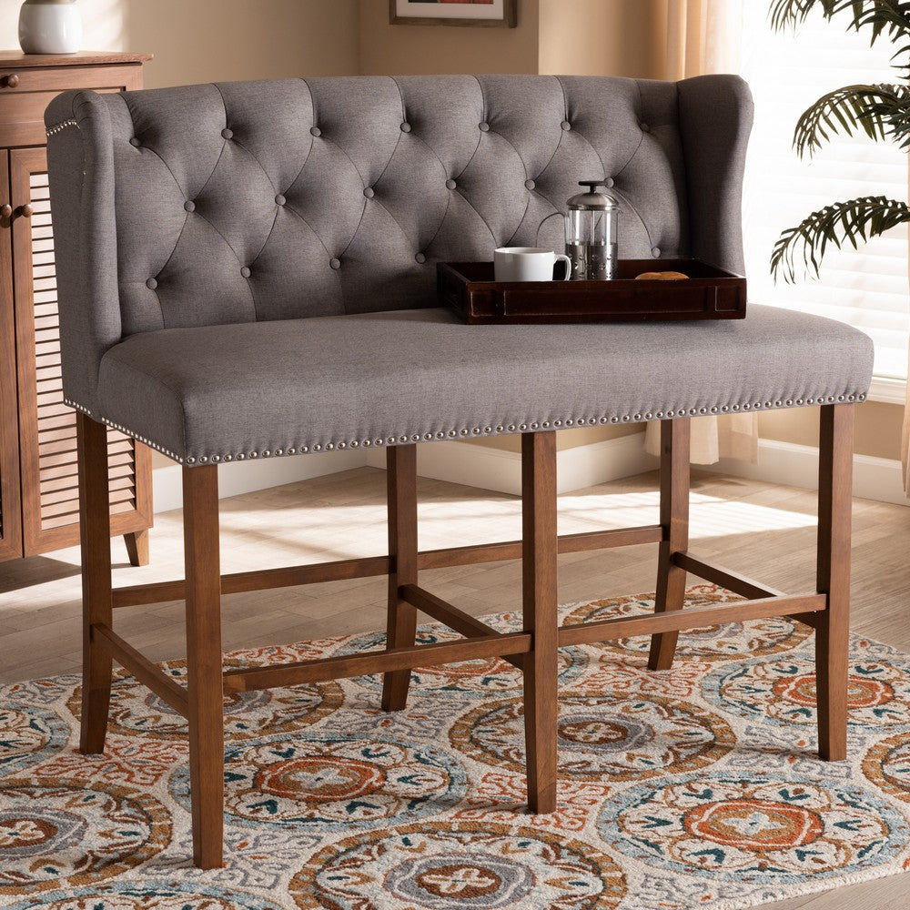 Baxton Studio - Alira Bench in Grey/Brown - BBT5349-Grey/Walnut-Bench view 8