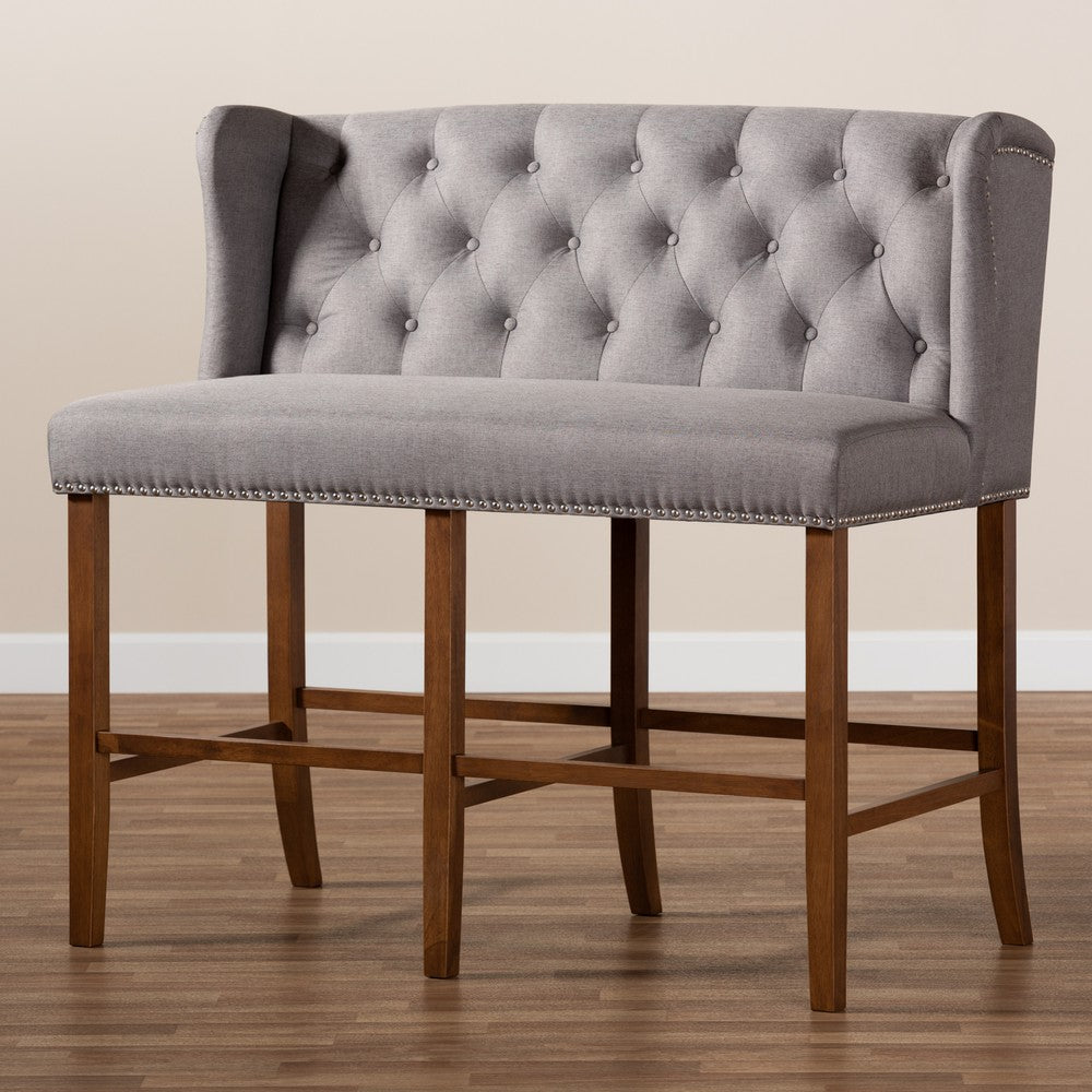 Baxton Studio - Alira Bench in Grey/Brown - BBT5349-Grey/Walnut-Bench view 9