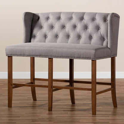Baxton Studio - Alira Bench in Grey/Brown - BBT5349-Grey/Walnut-Bench view 9