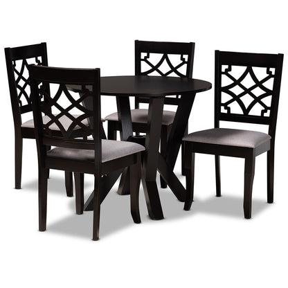 Baxton Studio - Alisa Dining Set in Grey/dark brown - Alisa-Grey/Dark Brown-5PC Dining Set view 1