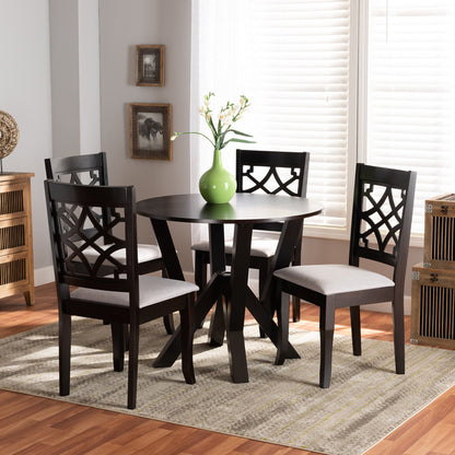 Baxton Studio - Alisa Dining Set in Grey/dark brown - Alisa-Grey/Dark Brown-5PC Dining Set view 6