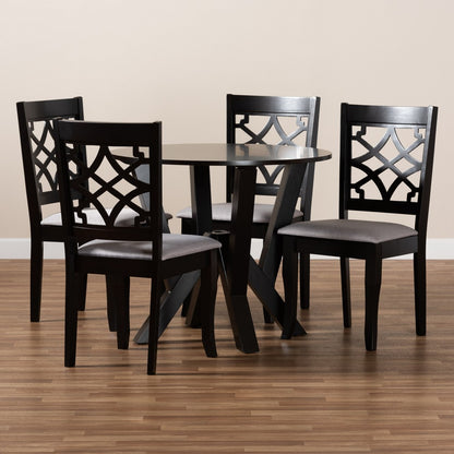 Baxton Studio - Alisa Dining Set in Grey/dark brown - Alisa-Grey/Dark Brown-5PC Dining Set view 7