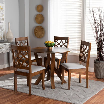 Baxton Studio - Alisa Dining Set in Grey/walnut brown - Alisa-Grey/Walnut-5PC Dining Set view 6