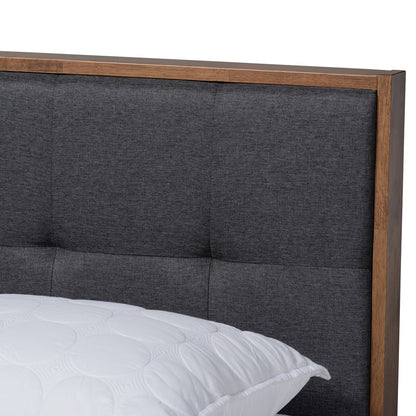 Baxton Studio - Alke King Size Bed Frame in Dark Grey/Walnut - SW8180-Dark Grey/Walnut-M17-King view 4