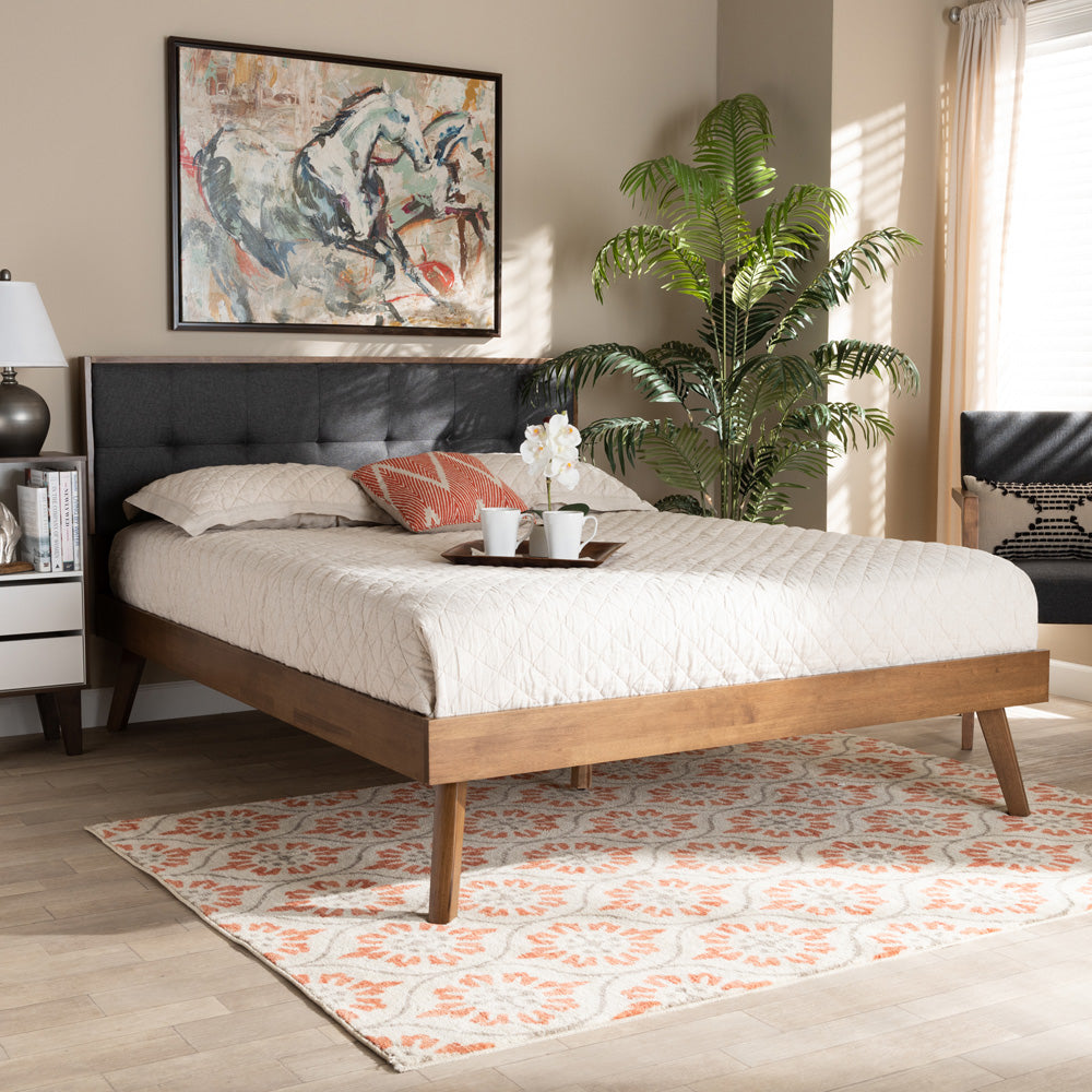Baxton Studio - Alke King Size Bed Frame in Dark Grey/Walnut - SW8180-Dark Grey/Walnut-M17-King view 6