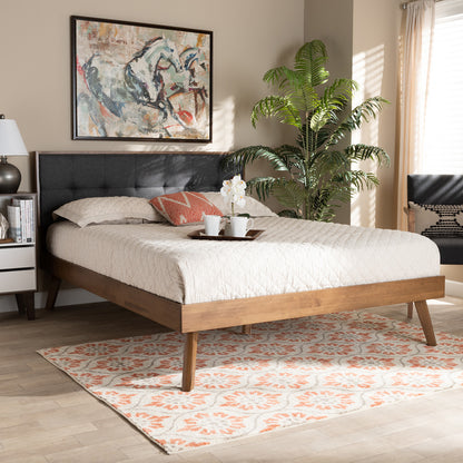 Baxton Studio - Alke King Size Bed Frame in Dark Grey/Walnut - SW8180-Dark Grey/Walnut-M17-King view 6