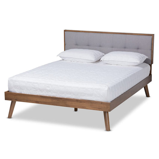 Baxton Studio - Alke King Size Bed Frame in Light Grey/Walnut - SW8180-Light Grey/Walnut-M17-King view 1