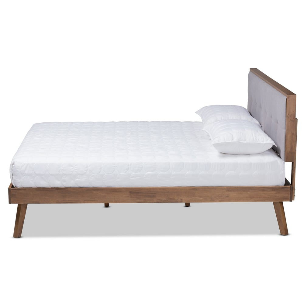 Baxton Studio - Alke King Size Bed Frame in Light Grey/Walnut - SW8180-Light Grey/Walnut-M17-King view 2
