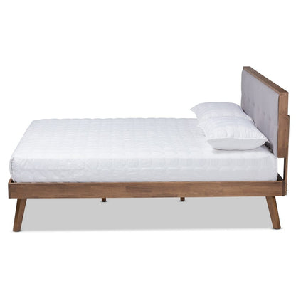 Baxton Studio - Alke King Size Bed Frame in Light Grey/Walnut - SW8180-Light Grey/Walnut-M17-King view 2
