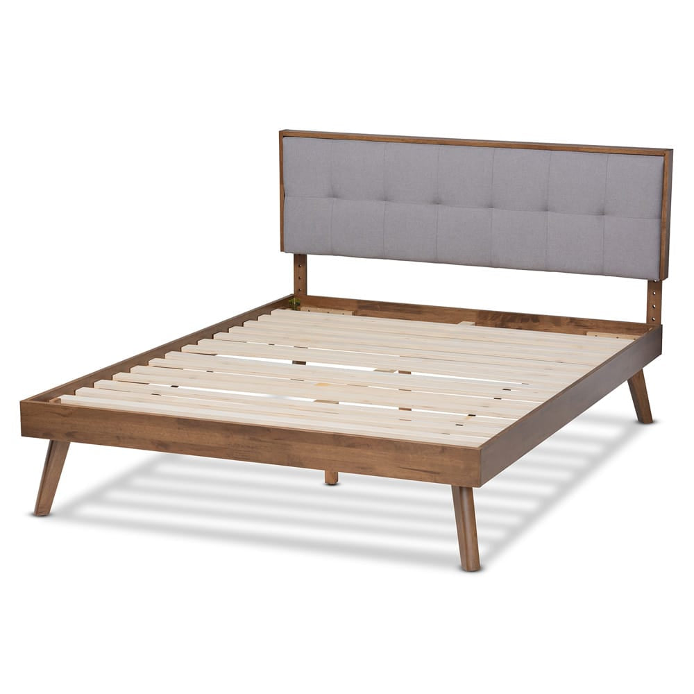 Baxton Studio - Alke King Size Bed Frame in Light Grey/Walnut - SW8180-Light Grey/Walnut-M17-King view 3