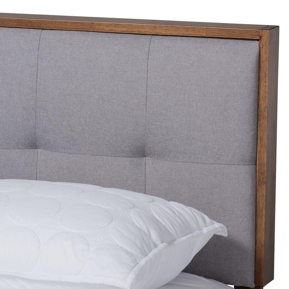 Baxton Studio - Alke King Size Bed Frame in Light Grey/Walnut - SW8180-Light Grey/Walnut-M17-King view 4