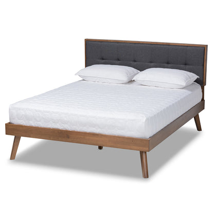 Baxton Studio - Alke Queen Size Bed Frame in Dark Grey/Walnut - SW8180-Dark Grey/Walnut-M17-Queen view 1