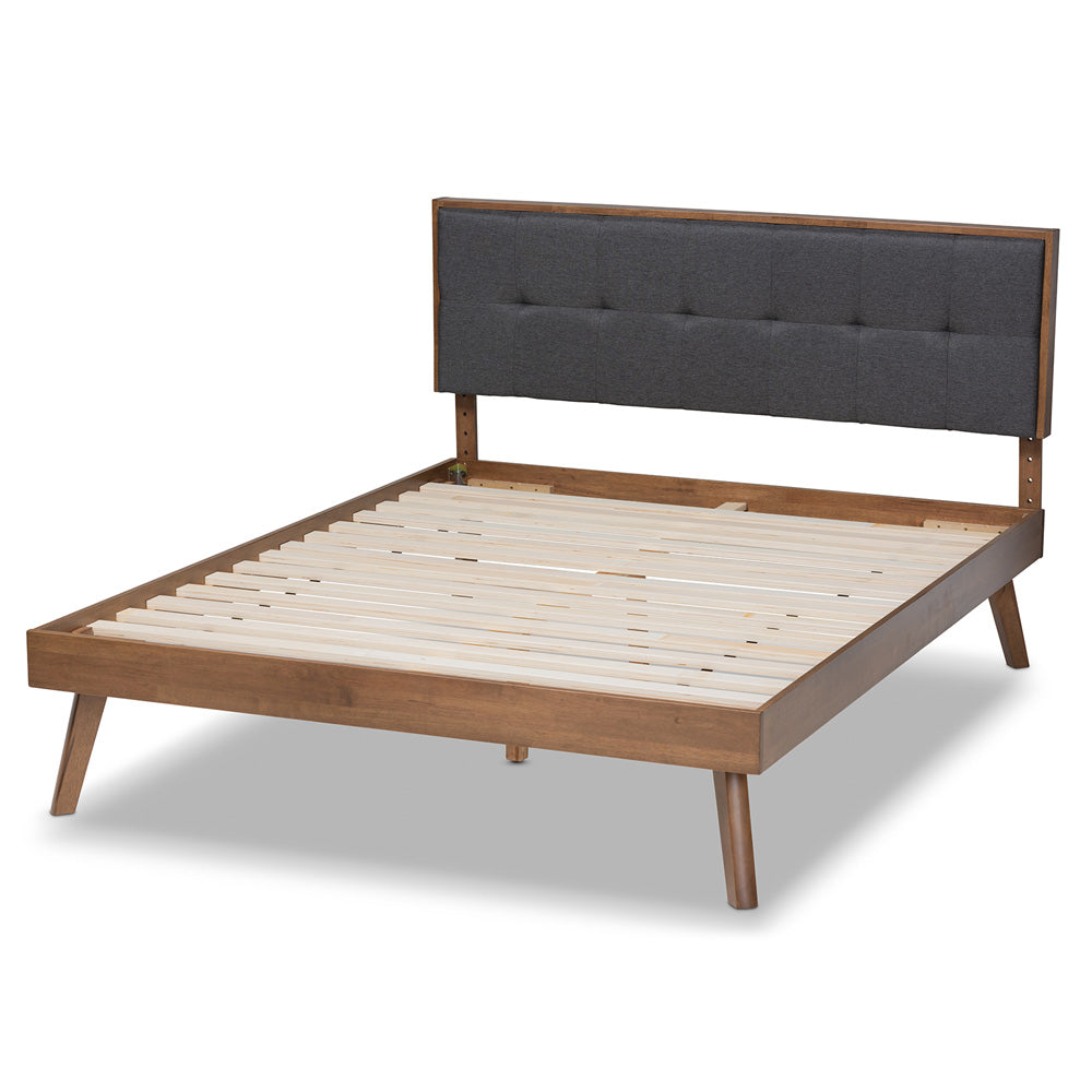 Baxton Studio - Alke Queen Size Bed Frame in Dark Grey/Walnut - SW8180-Dark Grey/Walnut-M17-Queen view 3