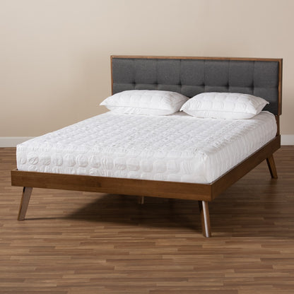 Baxton Studio - Alke Queen Size Bed Frame in Dark Grey/Walnut - SW8180-Dark Grey/Walnut-M17-Queen view 7