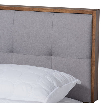 Baxton Studio - Alke Queen Size Bed Frame in Light Grey/Walnut - SW8180-Light Grey/Walnut-M17-Queen view 4