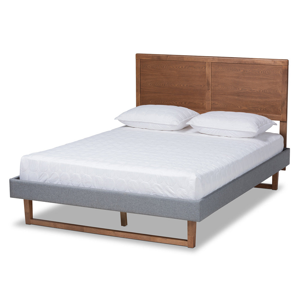 Baxton Studio - Allegra Queen Size Bed in Dark Grey/Ash walnut - Allegra-Dark Grey/Ash Walnut-Queen view 1