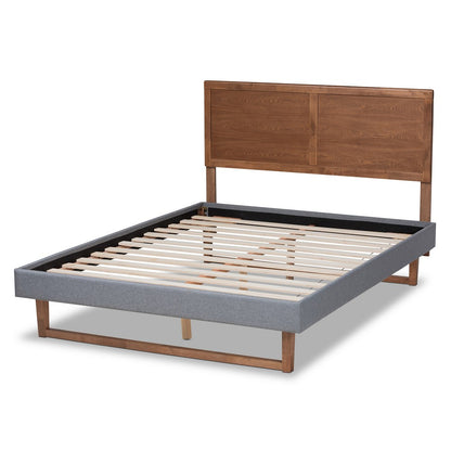 Baxton Studio - Allegra Queen Size Bed in Dark Grey/Ash walnut - Allegra-Dark Grey/Ash Walnut-Queen view 3