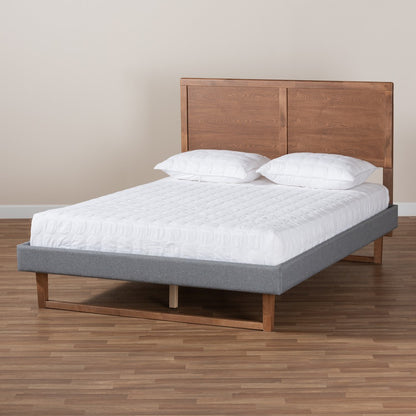 Baxton Studio - Allegra Queen Size Bed in Dark Grey/Ash walnut - Allegra-Dark Grey/Ash Walnut-Queen view 7