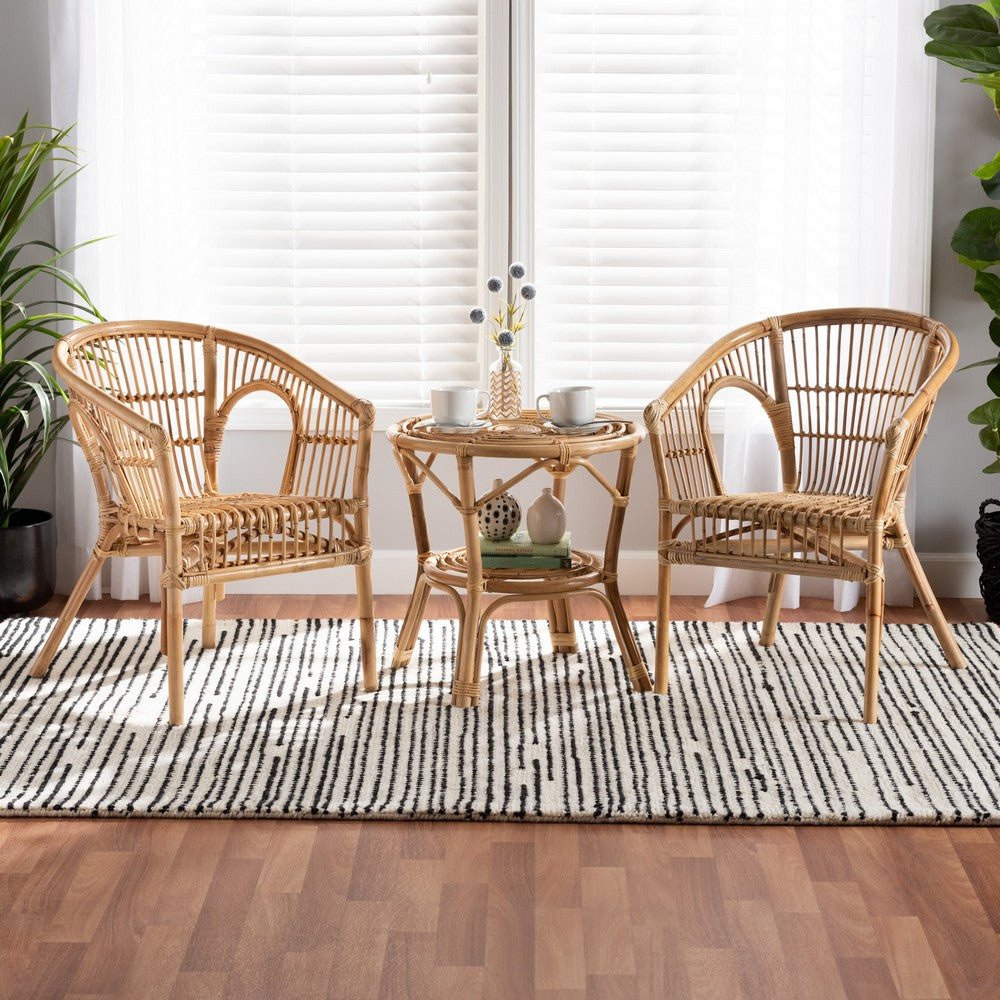 Baxton Studio - Alleta Living Room Set in Natural Brown - Alleta-Rattan-3PC Set view 8
