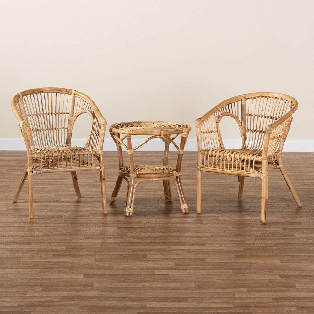 Baxton Studio - Alleta Living Room Set in Natural Brown - Alleta-Rattan-3PC Set view 9