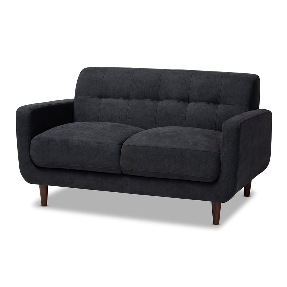 Baxton Studio - Allister Loveseat in Dark Grey - J1453-Dark Grey-LS view 1