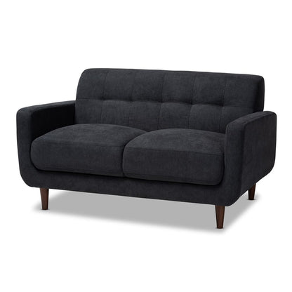 Baxton Studio - Allister Loveseat in Dark Grey - J1453-Dark Grey-LS view 1