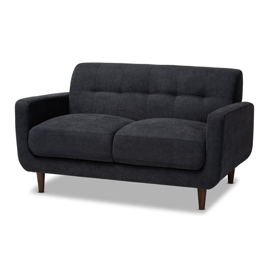 Baxton Studio - Allister Loveseat in Dark Grey - J1453-Dark Grey-LS view 1