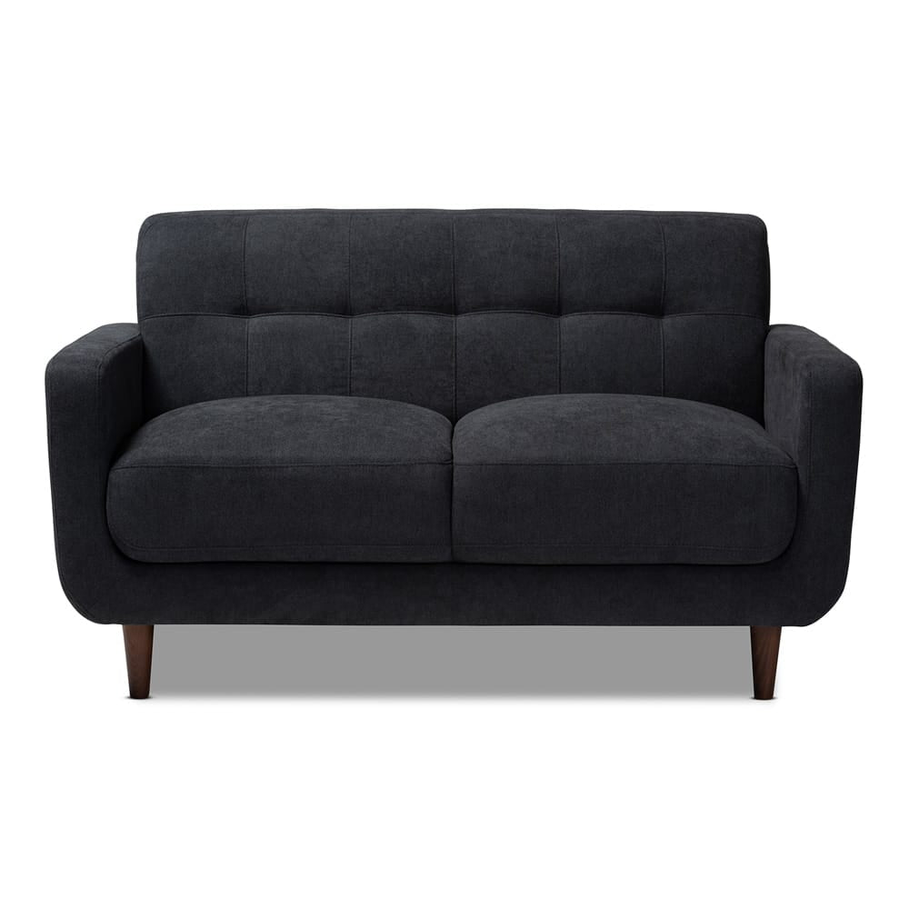 Baxton Studio - Allister Loveseat in Dark Grey - J1453-Dark Grey-LS view 2