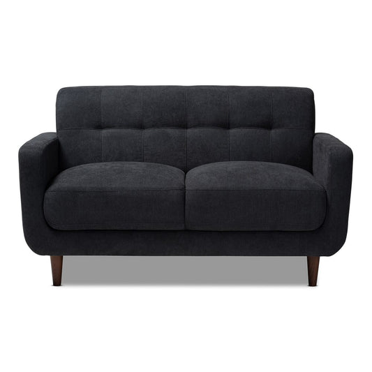 Baxton Studio - Allister Loveseat in Dark Grey - J1453-Dark Grey-LS view 2