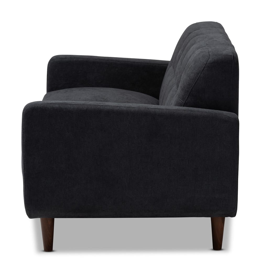 Baxton Studio - Allister Loveseat in Dark Grey - J1453-Dark Grey-LS view 3