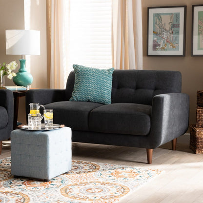 Baxton Studio - Allister Loveseat in Dark Grey - J1453-Dark Grey-LS view 7