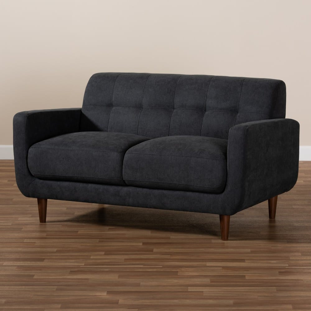 Baxton Studio - Allister Loveseat in Dark Grey - J1453-Dark Grey-LS view 8
