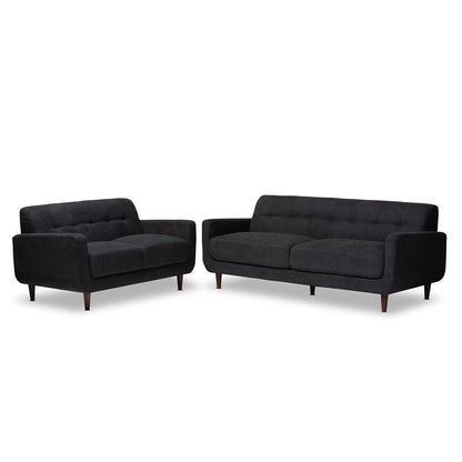 Baxton Studio - Allister Sofa Set in Dark Grey - J1453-Dark Grey-2PC Set view 1