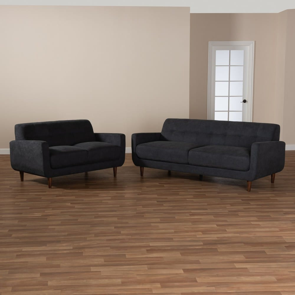 Baxton Studio - Allister Sofa Set in Dark Grey - J1453-Dark Grey-2PC Set view 7
